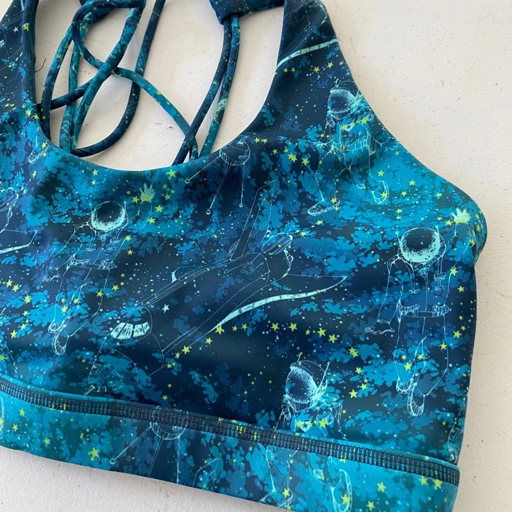 Constantly Varied Gear Sports Bra Womens XL Blue Astronaut Space Strappy Back - Picture 3 of 4